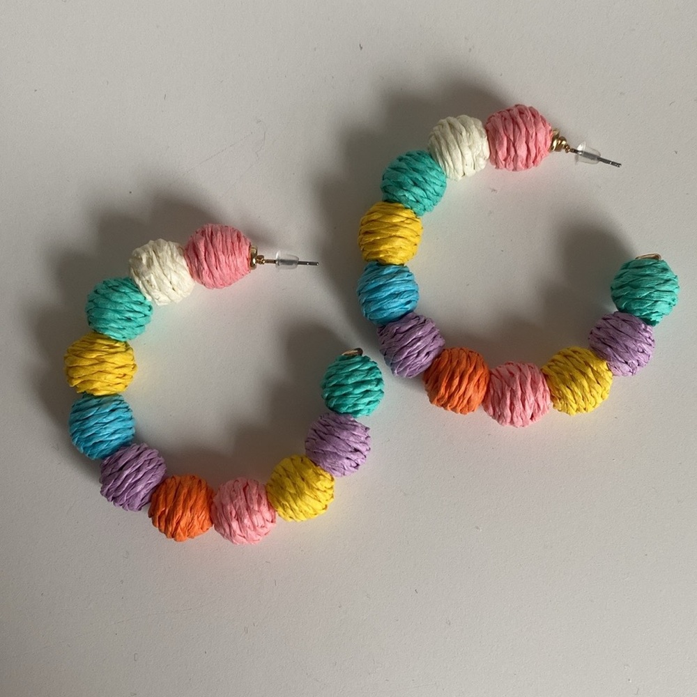 Colorful Ratan Hoop Earrings - Never Worn